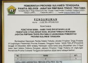 Pansel Umumkan 3 Besar Hasil Seleksi JPTP Pemprov Sultra, Berikut Nama-namanya