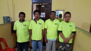 Empat tersangka saat ini mendekam dijeruji Polres Aceh Timur FOTO : ROBY