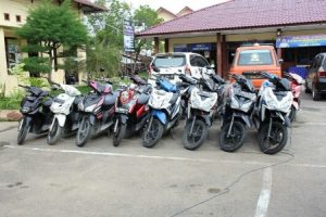 Kendaraan roda dua tanpa dokumen alias Bodong di amankan sat reskrim Poles Kota Langsa. FOTO : ROBY SINAGA