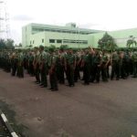 Upacara pemberangkatan Prajurit TNI ke jenjang secaba Reguler Khusus di makodim 0820 probolinggo. FOTO " ASL