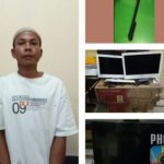 Tersangka Pencurian yang di ciduk anggota satreskrim Polres Langsa M. Yakub bersama barang buktinya. FOTO : ROBY SINAGA
