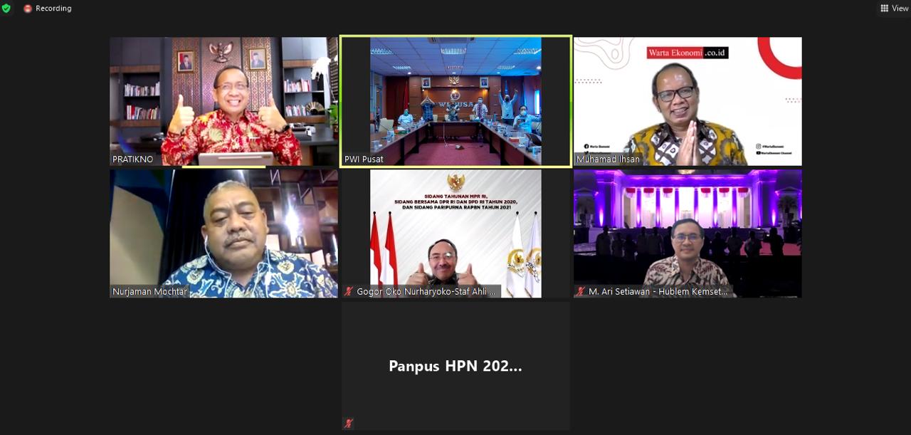 Audensi secara virtual Pengurus PWI Pusat dan Panitia Hari Pers Nasional 2021