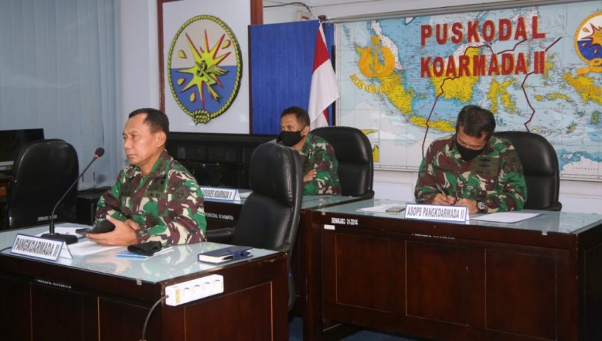 Melalui Vicon, Pangarmada II Ikuti Evaluasi Penanganan Covid – 19