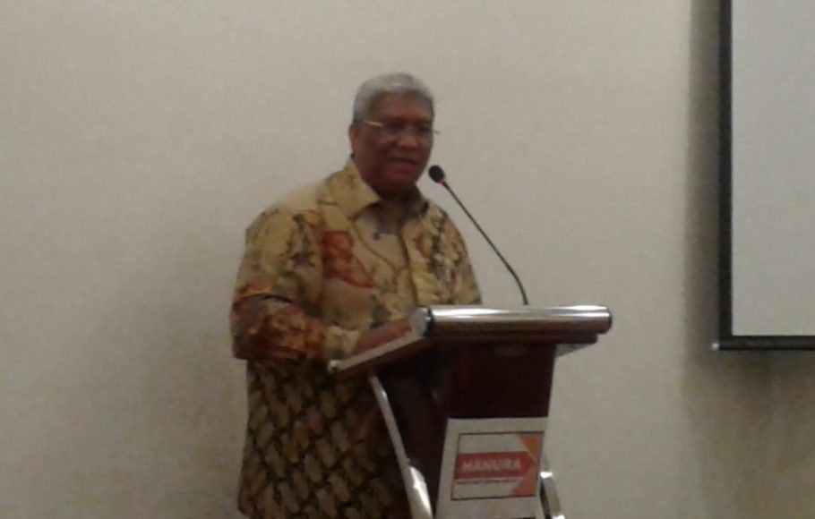 Bakal Calon Gubernur Sultra H. Ali Mazi SH saat membawakan Visi dan Misinya di Partai Hanura. FOTO : ODEK