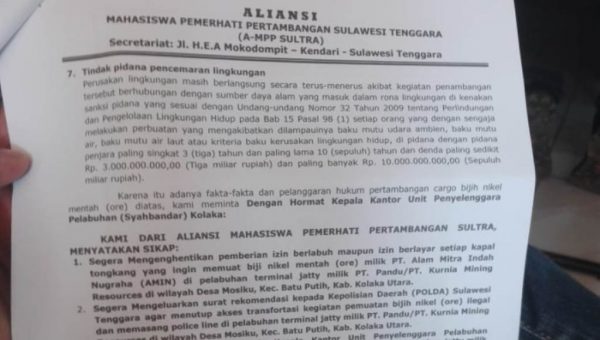 PT Amin Kolut Diduga Jual Tanah Air (Ore Nikel) Secara Ilegal