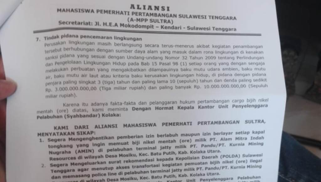 PT Amin Kolut Diduga Jual Tanah Air (Ore Nikel) Secara Ilegal