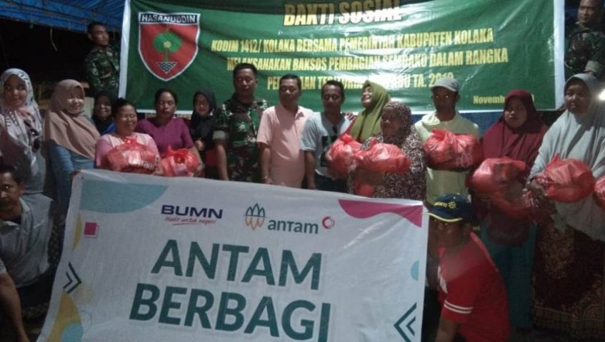 PT. ANTAM Peduli, Bagi 110 Paket Sembako di Watubangga Kolaka