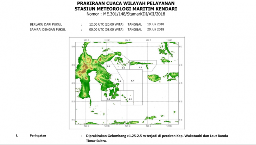 BMKG: Tinggi Gelombang Capai 2.5 Meter di Perairan Wakatobi Sultra
