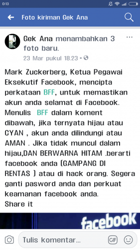 Tiga Huruf Ini "BFF" Viral di Facebok