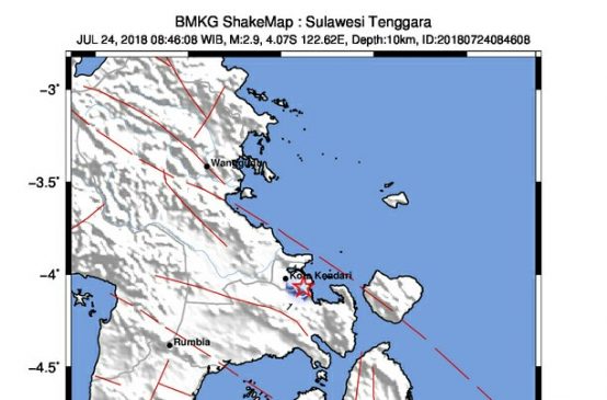 Gempabumi Guncang di Kendari Terasa di Konsel, Gempa Tidak Berpotensi Tsunami