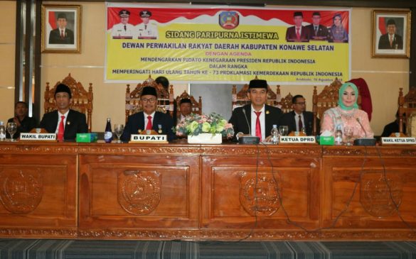 Paripurna Mendengarkan Pidato Presiden, Ketua DPRD Konsel : Hiduplah Indonesiaku Jayalah Negeriku Majulah Daerahku