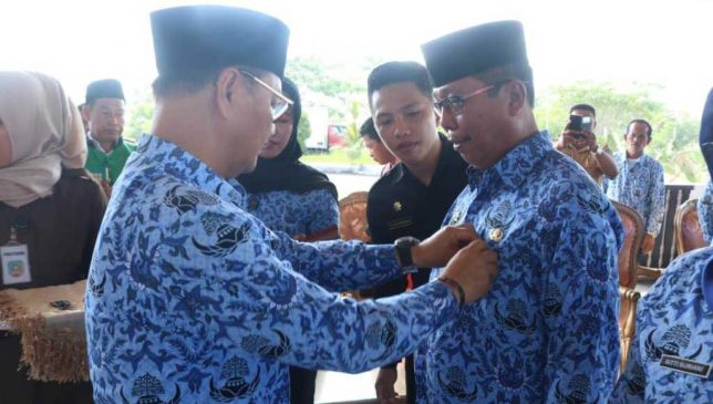 KONSEL, SULTRA - Bupati Konawe Selatan (Konsel) Sulawesi Tenggara (Sultra), H. Surunuddin Dangga menyerahkan Surat Keputusan (SK)