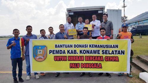 Peduli Sulteng, Pemda Konsel Salurkan Bantuan Melalui Pesawat Hercules