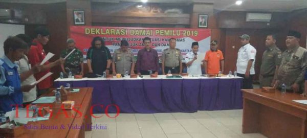 Gelar Deklarasi Damai Pemilu 2019, Kapolsek Kebon Jeruk Ajak Jaga Kamtibmas