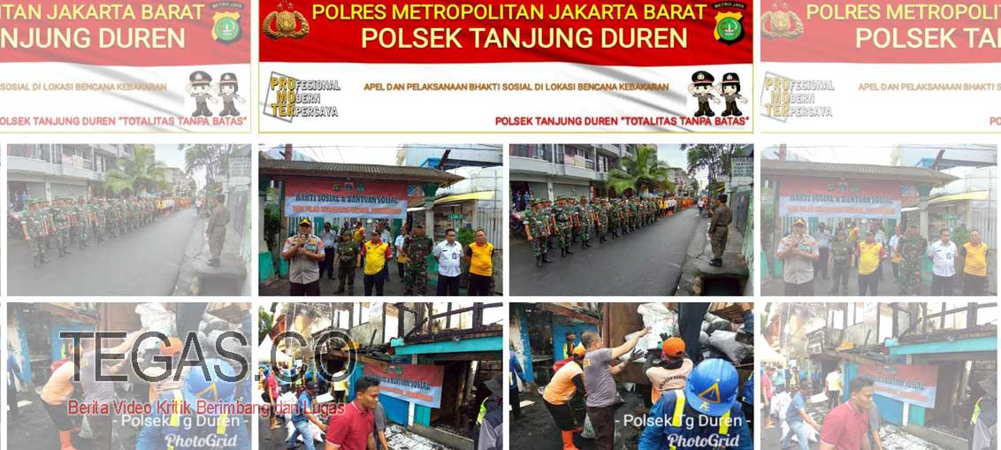 Polsek Tanjung Duren bersama 4 Pilar Gelar Baksos di Lokasi Kebakaran Tomang