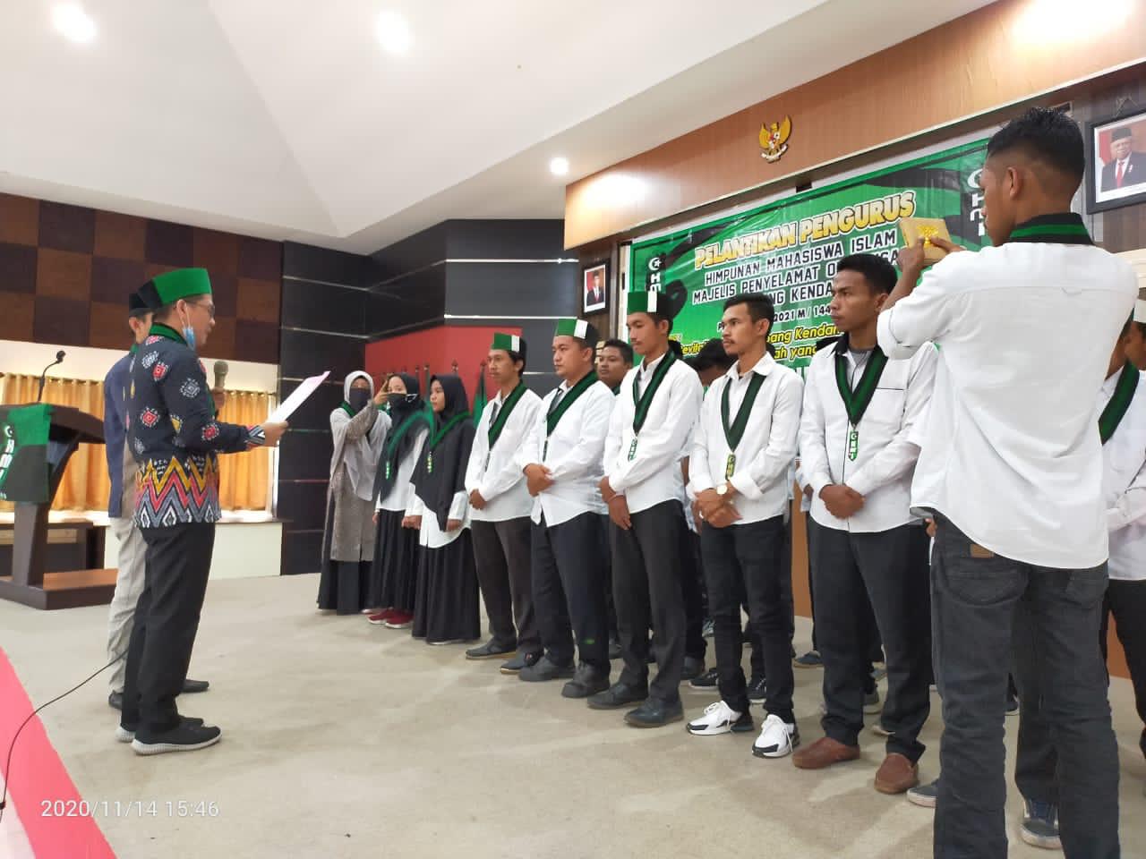 Pelantikan pengurus Himpunan Mahasiswa Islam Majelis Penyelamat Organisasi (HMI MPO) oleh Ketua PB HMI MPO, Ismail Afandi