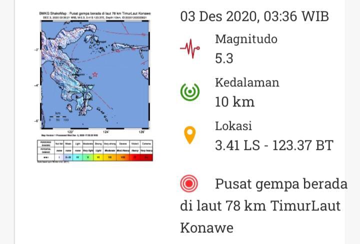 Gempa Bumi di Konkep Tidak Berpotensi Tsunami