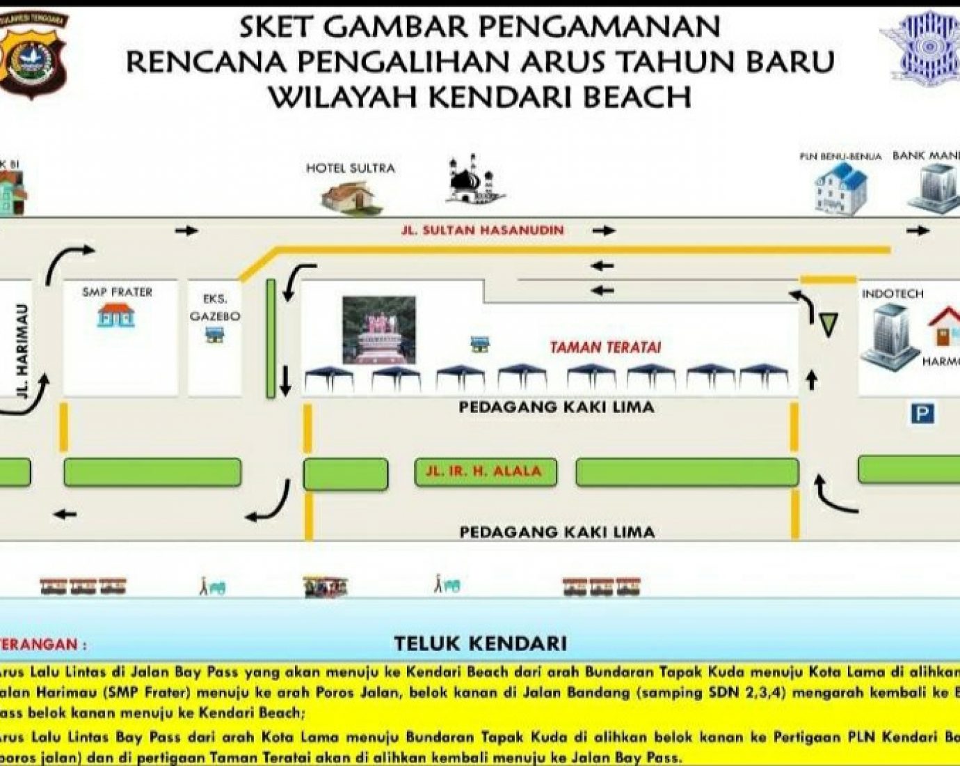 Berikut Rute Pengalihan Arus Lalu Lintas Tahun Baru di Kota Kendari