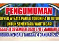 Pengumuman tentang penutupan tempat wisata diakhir tahun