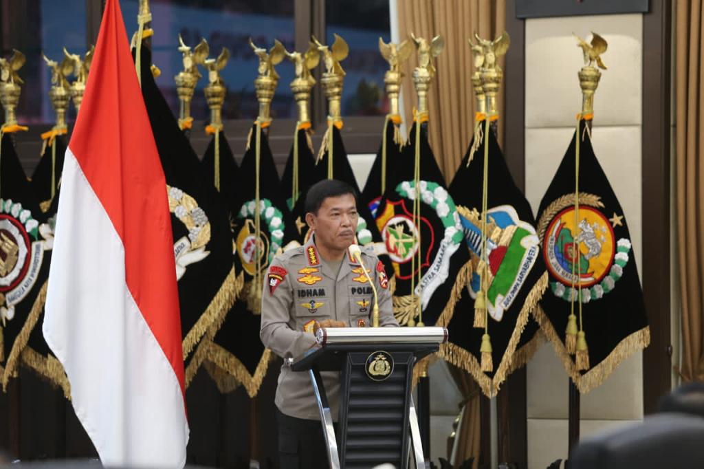Kapolri Jenderal Idham Azis saat menyampaikan sambutannya