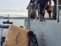 Penurunan bantuan gempa Mamuju dari kapal perang