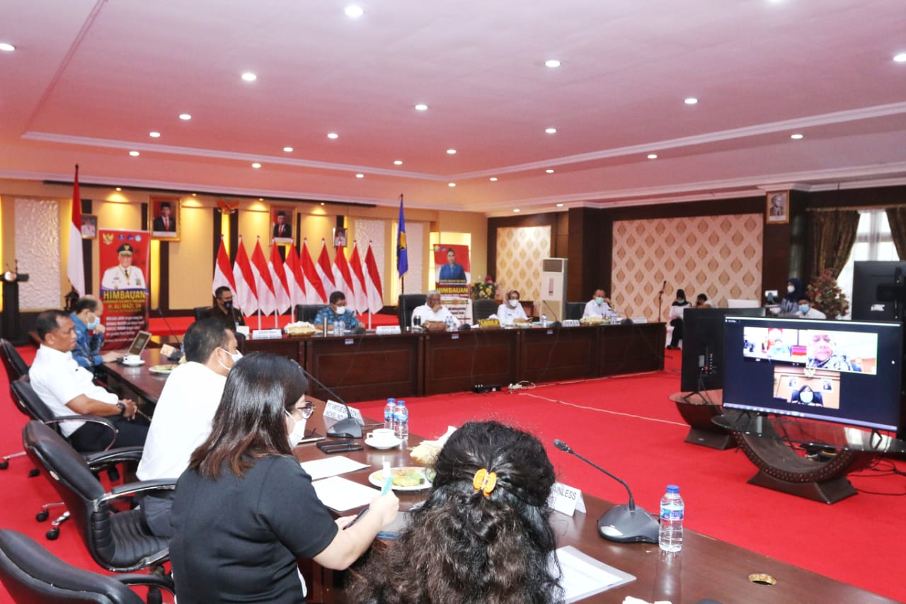 Suasana rakor secara virtual bersama PT VDNI di Rujab Gubernur