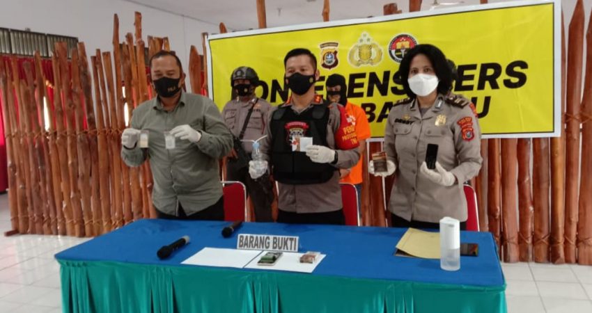 Konfrensi pers Polres Baubau atas penangkapan tersangka pengedar narkoba jenis sabu