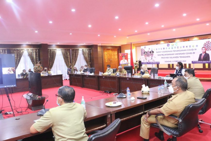 Suasana Rakor di Aula Merah Putih, Rujab Gubernur Sultra. Foto: Ewit Kominfo