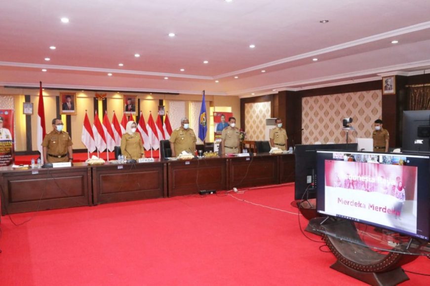 Suasana saat menyampaikan testimoni pada Peluncuran Laporan Tahunan Ombudsman Republik Indonesia Tahun 2020 yang digelar secara virtual dari Jakarta