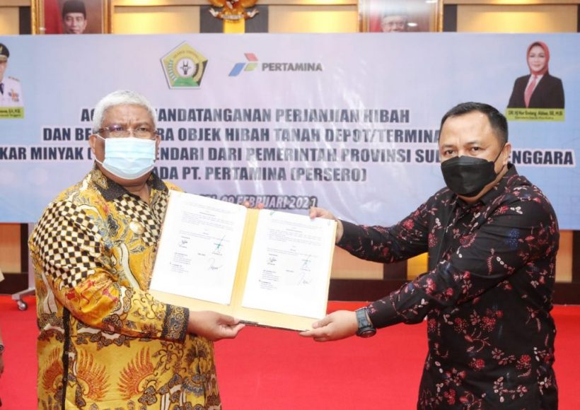 Pemerintah Provinsi Sulawesi Tenggara (Pemprov Sultra) secara resmi melepas aset miliknya dengan menghibahkannya kepada PT Pertamina (Persero).