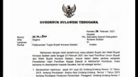Surat Gubernur Sultra terkait pelaksanaan tugas Bupati Konsel