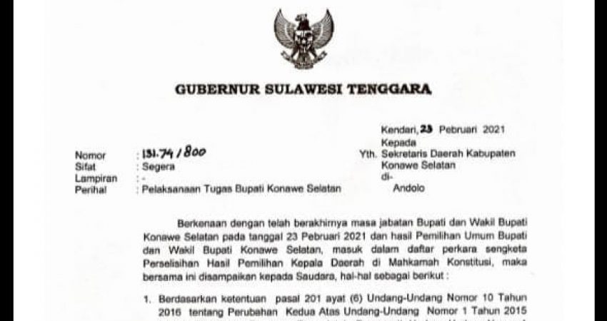 Terjadi Kekosongan, Gubernur Sultra Ambil Alih Pimpinan Pemerintahan di Konsel