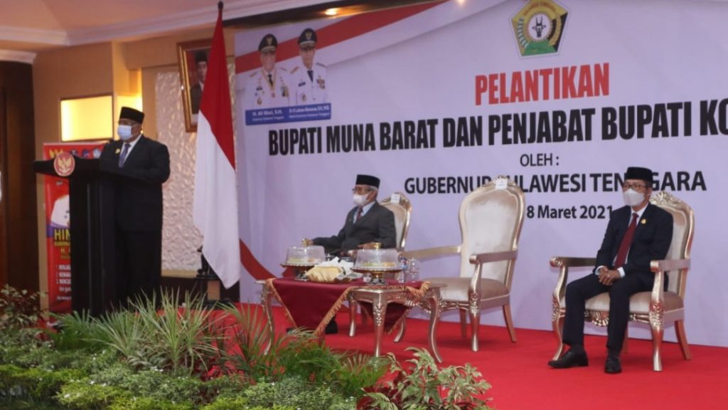 Gubernur Sultra, Ali Mazi saat menyampaikan pidato