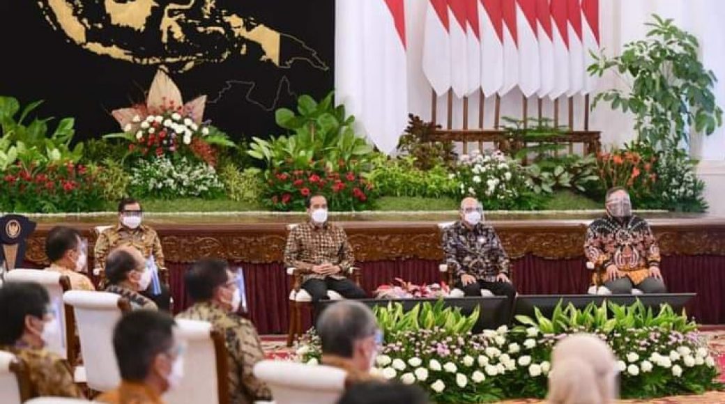 Presiden Jokowi saat menghadiri Rakernas BPPT 2021 di Istana Negara