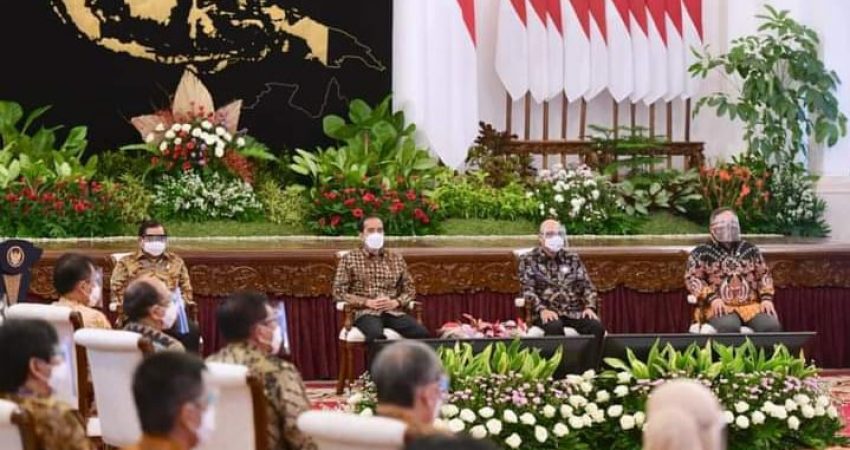 Presiden Jokowi saat menghadiri Rakernas BPPT 2021 di Istana Negara