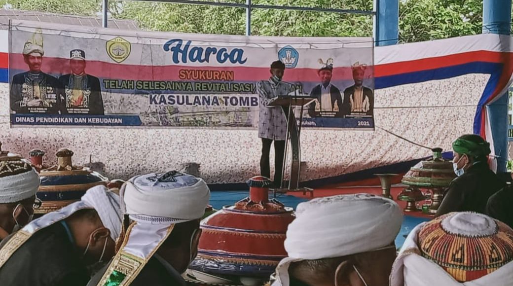 Wali Kota Baubau saat memberikan sambutan sebelum Haroa syukuran Kasulana Tombi