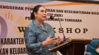 Ketua TP PKK Sultra, Agista Ariany Bombay saat memberikan sambutan