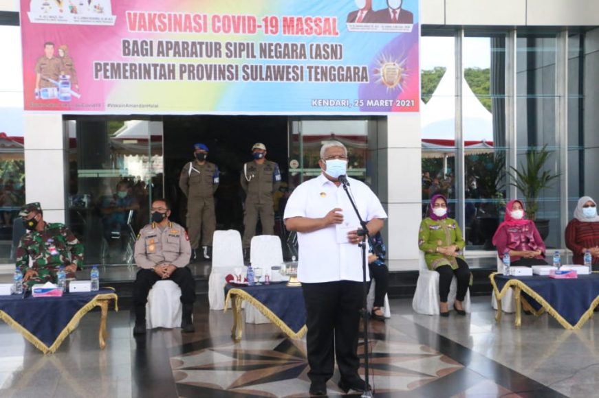 Gubernur Sultra Ali Mazi, saat menyampaikan sambutan