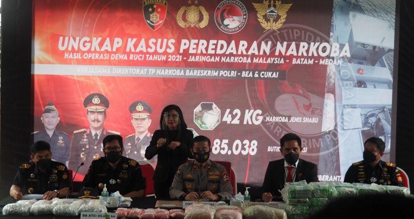 Bareskrim dan Bea Cukai Gagalkan Peredaran 42,3 Kg Sabu dan 85 Ribu Ekstasi
