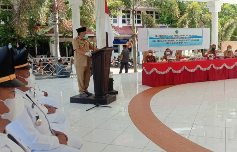 Kery saiful Konggoasa saat sambutan pelantikan