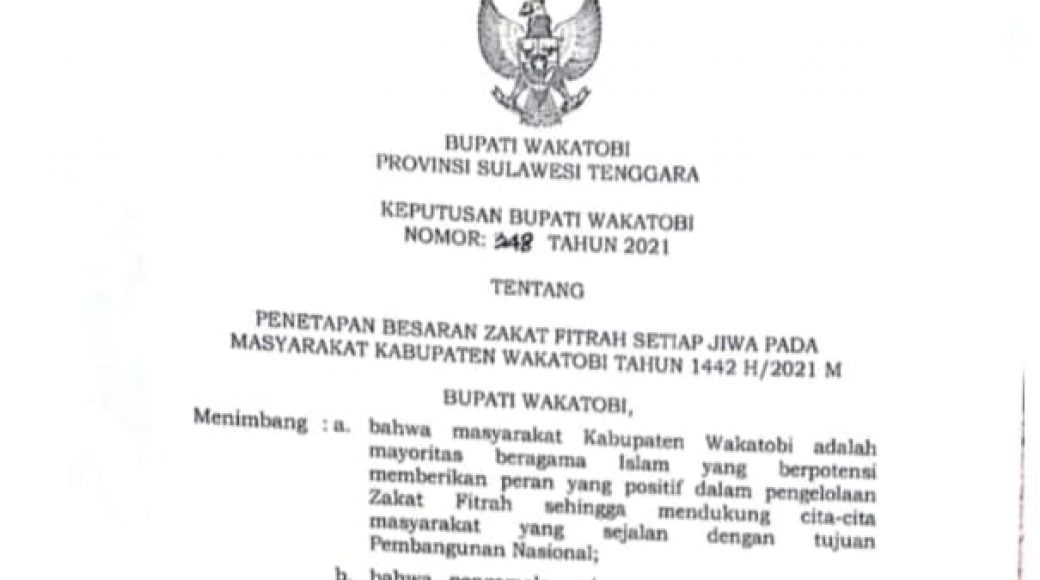 Pemkab Wakatobi Tetapkan Besaran Zakat Fitrah