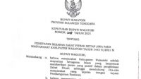 Surat keputusan Bupati Wakatobi tentang penetapan besaran zakat fitrah tahun 1442 H/2021 M