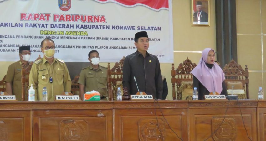 DPRD Konsel Paripurnakan Penyerahan RPJMD dan Rancangan KUA-PPAS Perubahan 2021
