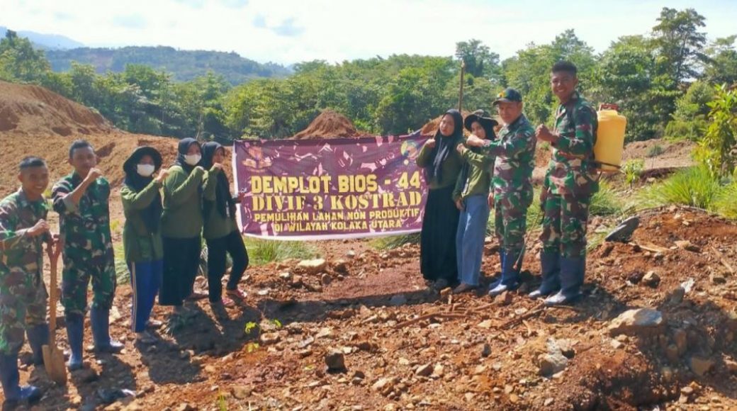 Demplot Bios – 44 Divif–3 Kostrad Rehabilitasi Lahan Eks Tambang Nikel di Kolut