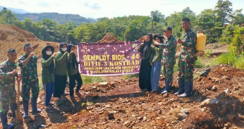 Demplot Bios – 44 Divif–3 Kostrad Rehabilitasi Lahan Eks Tambang Nikel di Kolut