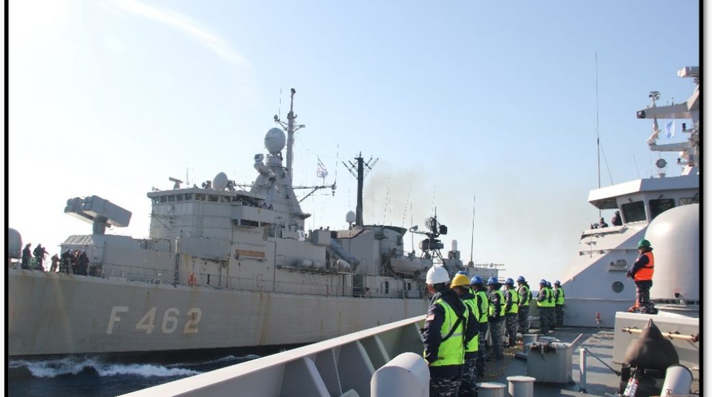 KRI SIM-367 Latihan Bersama Kapal Perang Yunani di Laut Mediterania