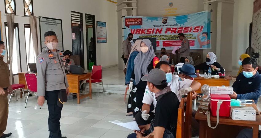 Gelar Vaksin Presisi di Tinanggea, Kapolres Konsel Vicon Bersama Kapolri