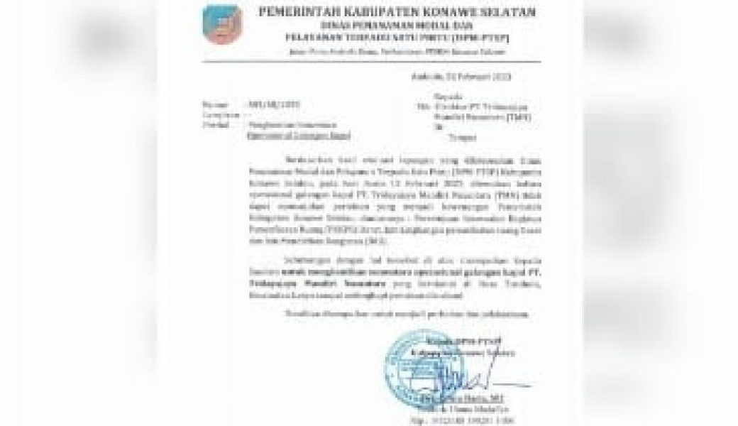 Tidak Miliki Izin, Operasional Galangan Kapal PT TMN di Torobulu Dihentikan