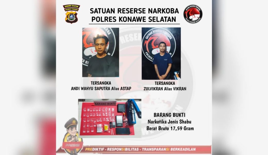 Diduga Pengedar Sabu, Pemuda Asal Tinanggea Ditangkap Satresnarkoba Polres Konsel