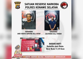 Diduga Pengedar Sabu, Pemuda Asal Tinanggea Ditangkap Satresnarkoba Polres Konsel